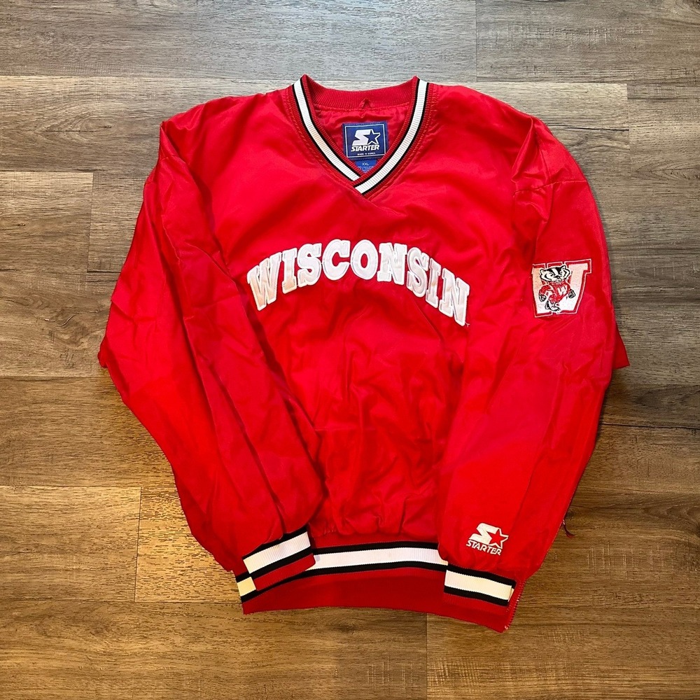 Vintage Starter Wisconsin Badgers Windbreaker Pullover Jacket Red Men's XXL NCAA